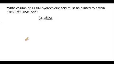 What volume of 11.0M hydrochloric acid must be diluted to obtain 1dm3 of 0.05M acid?