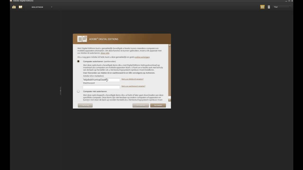 Computer autoriseren Adobe Digital Editions YouTube