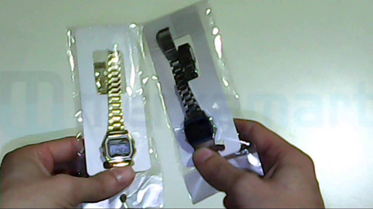 RELOJ RETRO METALICO MINI TIPO CASIO. METALICO. DORADO Y PLATA - YouTube