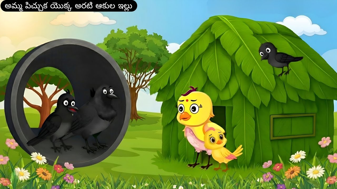 అమ్మ పిచ్చుక యొక్క అరటి ఆకుల ఇల్లు | Birds Cartoon | Moral story | Renu pichuka cartoon |