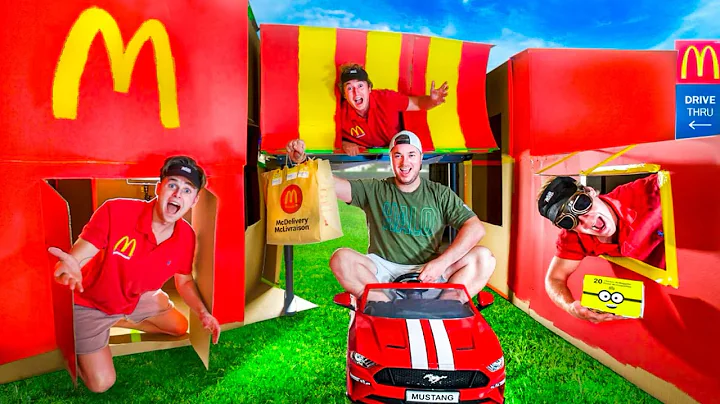 Worlds BIGGEST McDonalds Box Fort HOTEL! Drive Thr...