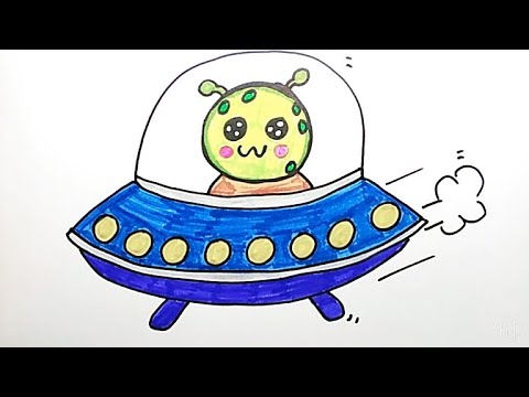 Como desenhar uma NAVE ALIEN kawaii - Como fazer desenhos fáceis - How to  draw - Cómo dibujar 