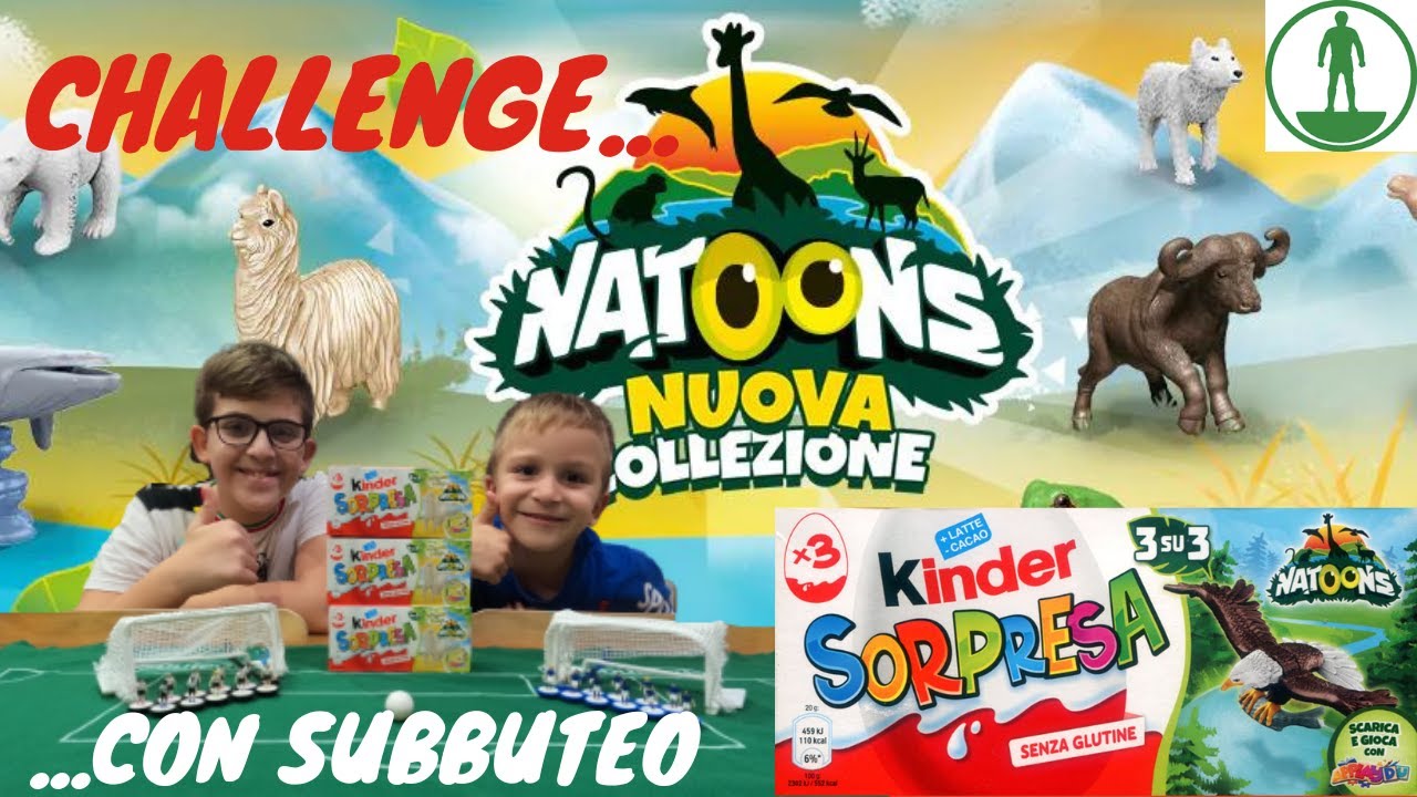 Kinder sorpresa animali Natoons 3d giochiamo insieme con subbuteo