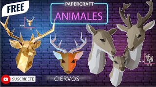 Papercraft GRATIS 2021 | Free Moldes en PDF con instrucciones download CIERVOS