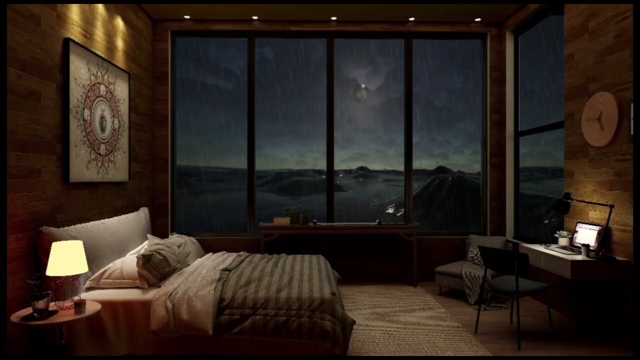 Relaxing Rain Sounds 🌧️ Calm Night Room for Deep Sleep & Study