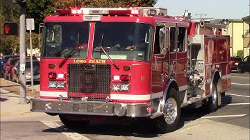 Long Beach Fire Dept. Engine 9 & Rescue 9 Responding & Transporting