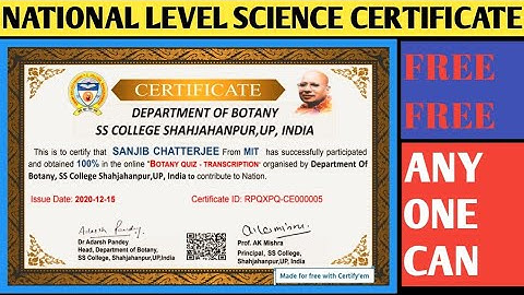 Free National Level Biology Certificate | Free Certificate | Biology Certificate | Botany Quiz 2020