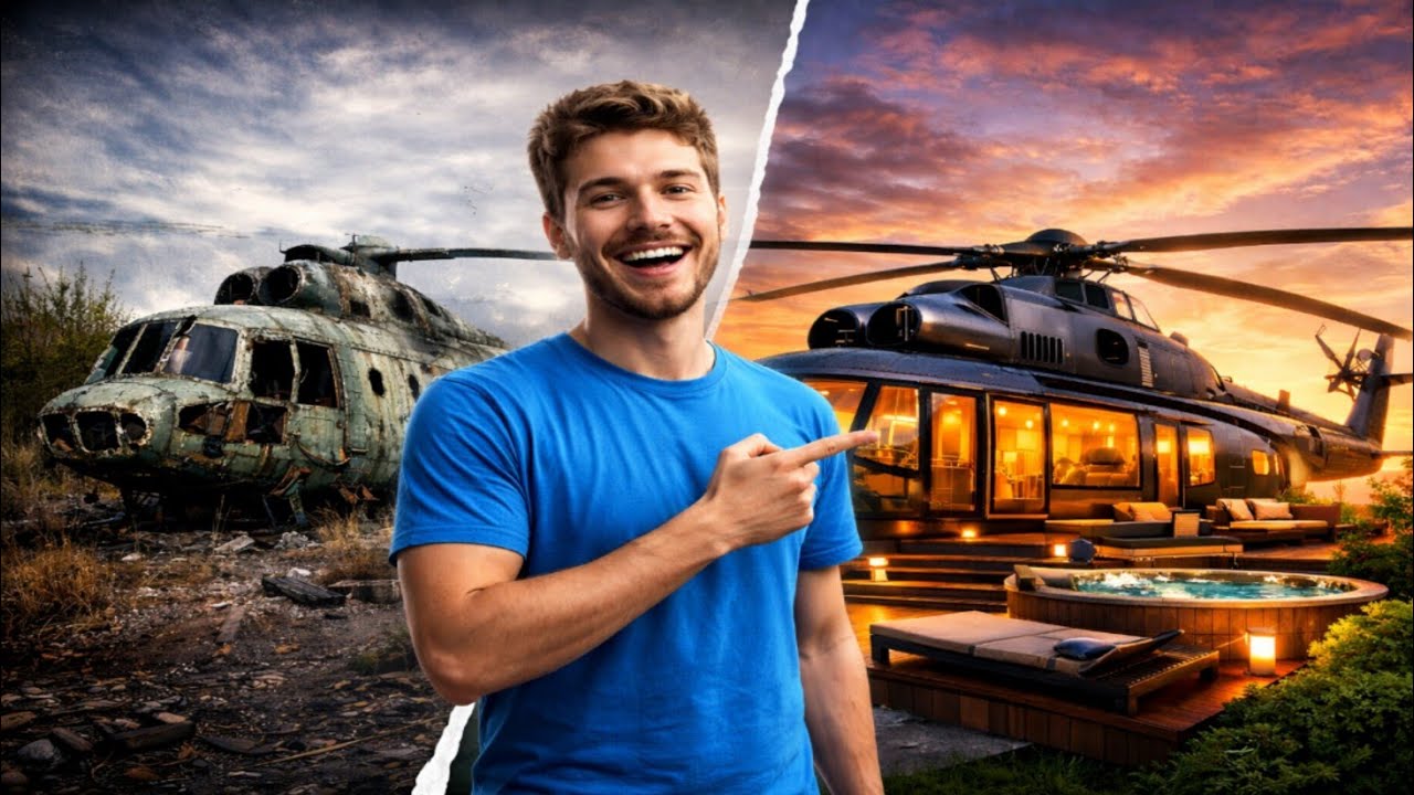 I Turned an Abandoned Helicopter into a Luxury House 😱🚁