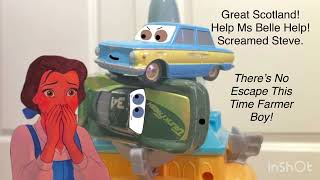 Cars 3 Dinosaurs Drive On Florida 500! Princess Belle Saves Steve From Trunkov Theme