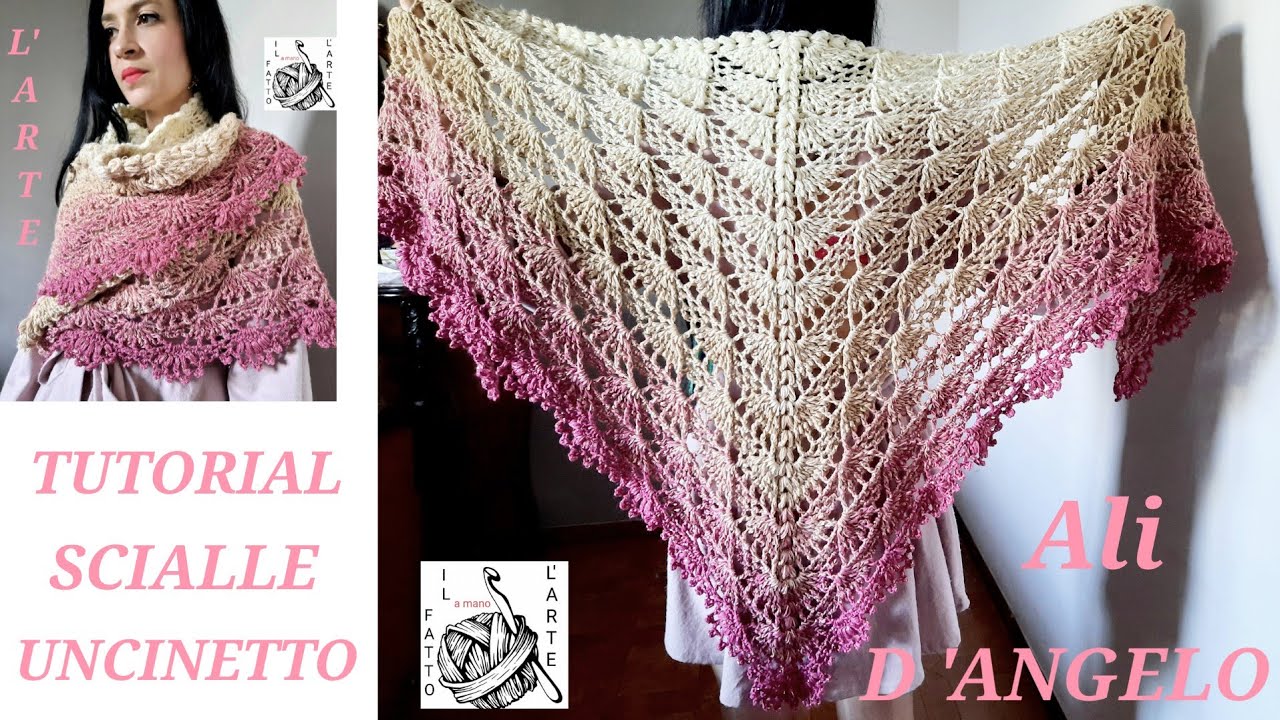 TUTORIAL UNCINETTO EMBOSSED CROCHET SCIALLE /CHAL ALI D'ANGELO DOUBLE FACE  - YouTube