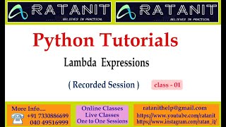 #python Tutorials || Lambda Expressions || by Mr.Ratan || class-01