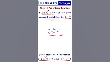 For What Value of k, 2x+ ky+ 3= 0 and  4x+ 6y  5= 0 Represent Parallel Lines Class 10 AP TS