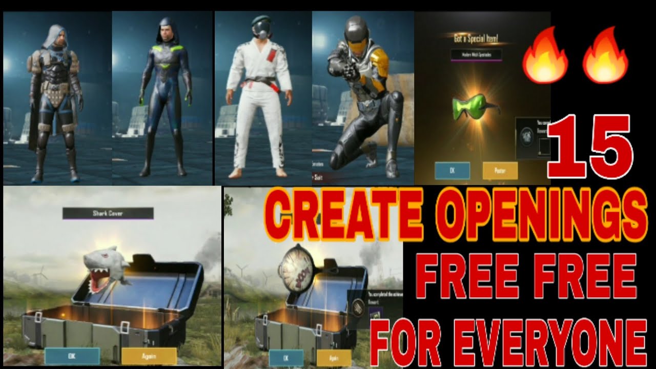 15 CREATES OPENINGS CLASSIC AND PREMIUM CREATES COUPONS PUBG MOBILE