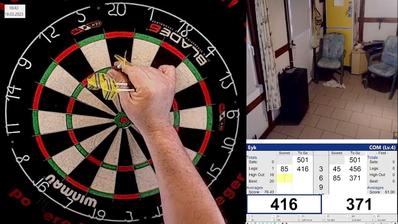 Darts Sonntagspiel gegen Computer Gegner ( Scoring Software) N01 Level