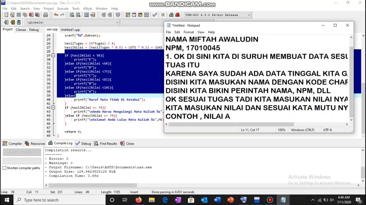 Cara membuat database c++ (UAS 2TIMI) - YouTube