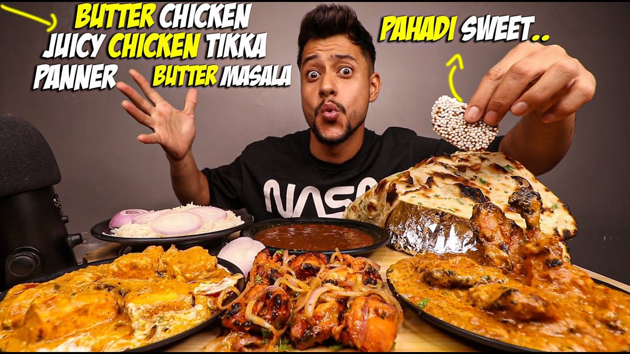 CREAMY BUTTER CHICKEN WITH BUTTER NAAN,GARLIC NAAN, CREAMY PANEER BUTTER MASALA, JUICY CHICKEN TIKKA