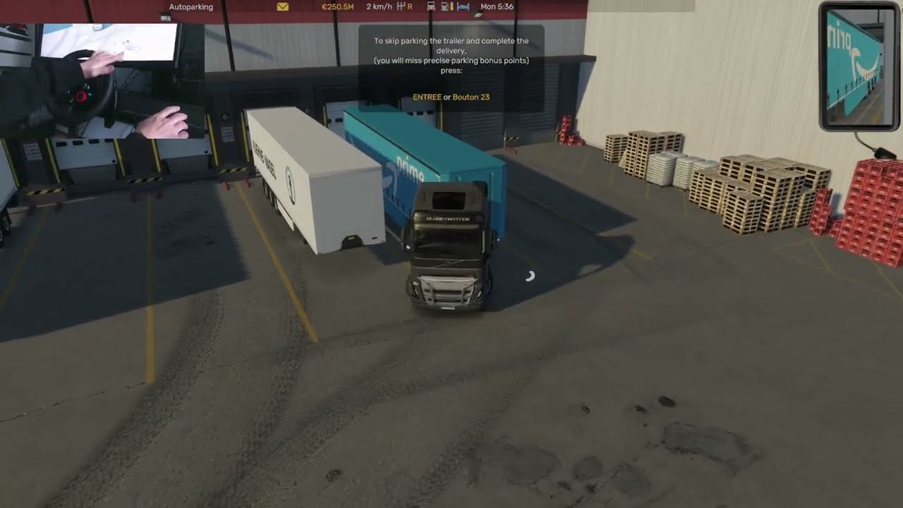 Transporting roofing felt from Lyon to Paris | ETS2 wheel gameplay