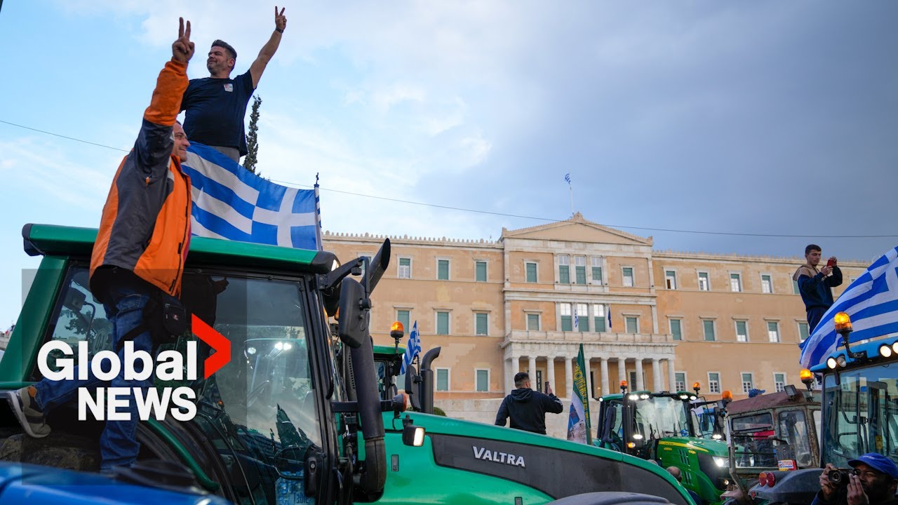 Greek farmers protest at Athens parliament: "Fighting for our justified rights"