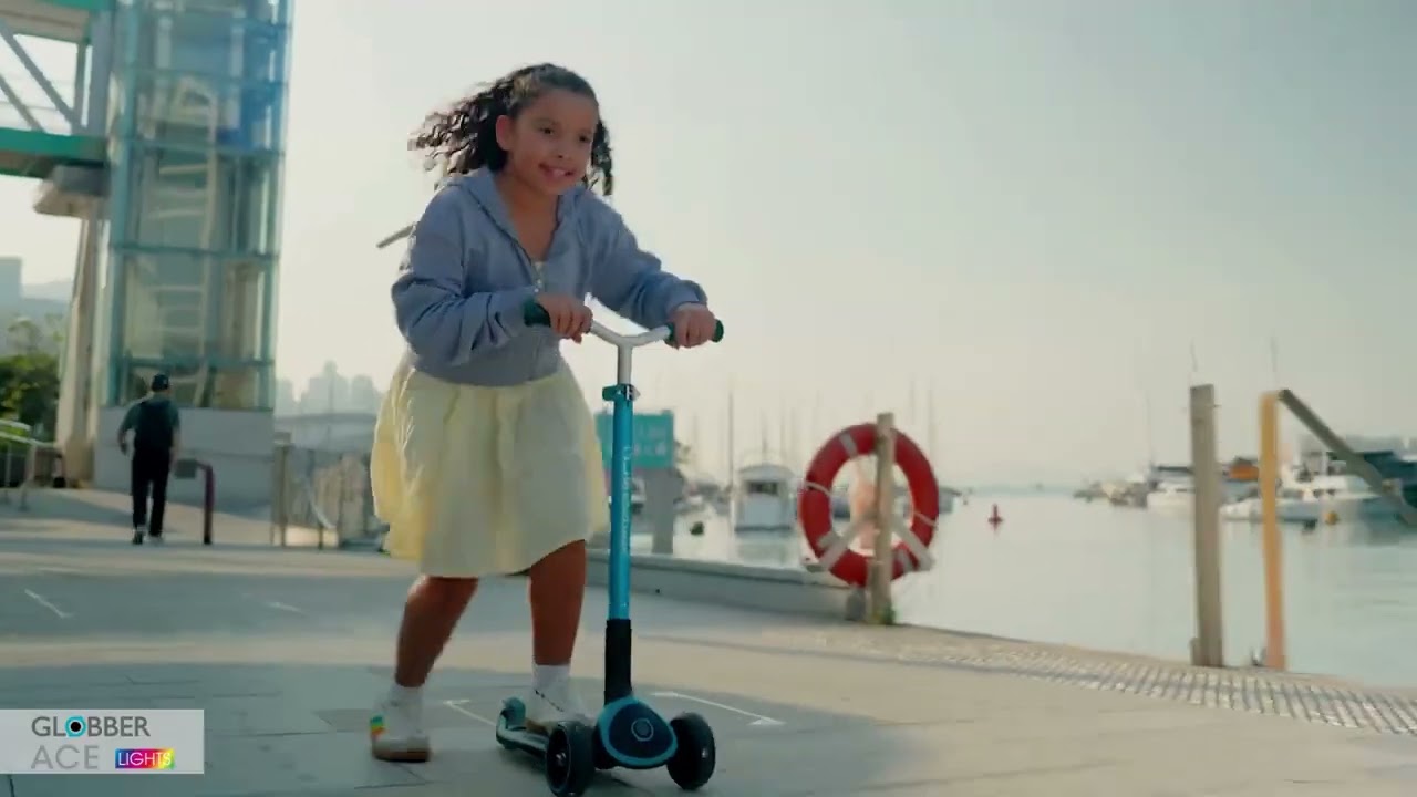 Globber ACE LIGHTS—Big 3 wheel foldable scooter for kids - YouTube