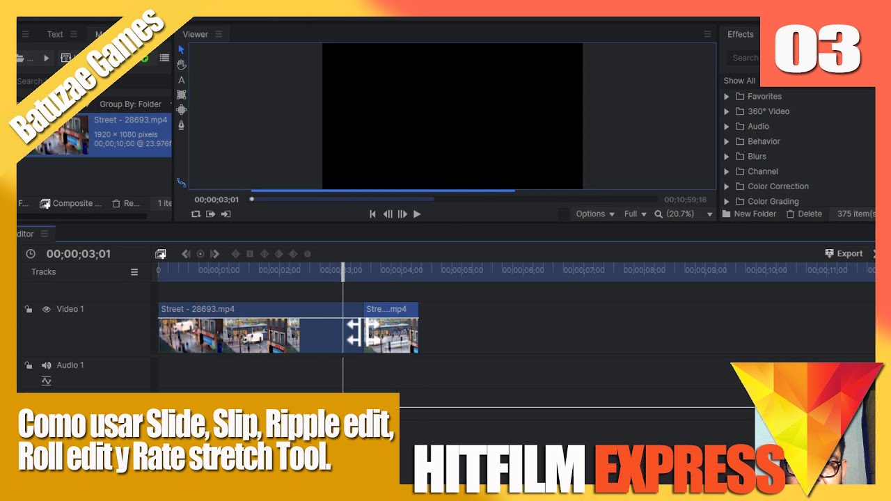 Como usar Slide Slip Ripple edit Roll edit y Rate stretch Tool Hitfilm ...