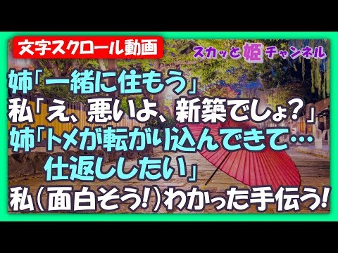 スカッとする話【GJな話】姉「一緒に住もう」私「え、悪いよ」姉「新築マンションにトメが転がり込んできて…仕返ししたい」私（面白そう）！「わかった手伝う！」→結果【スカッと姫チャンネル】