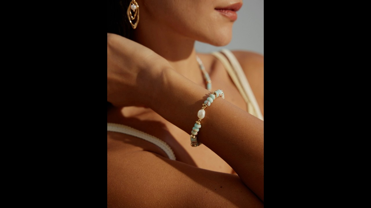 “Summer Holiday Jewelry” Sets｜Blue Turquoise+Natural Pearls Premium Bracelet/Necklace 