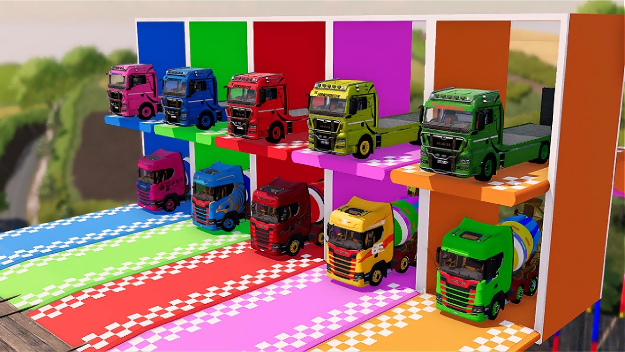 TRANSPORTING ALL MIXER TRUCKS  WITH MERCEDES TRANSPORT TRUCKS ! FS22