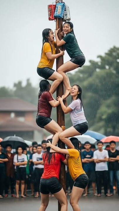 Lomba panjat pinang wanita #hiburan #lombaagustusan #lucu