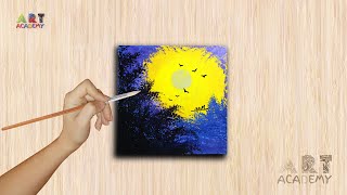 Drawing the sun and birds with acrylic easy - Acrylic Painting Technique