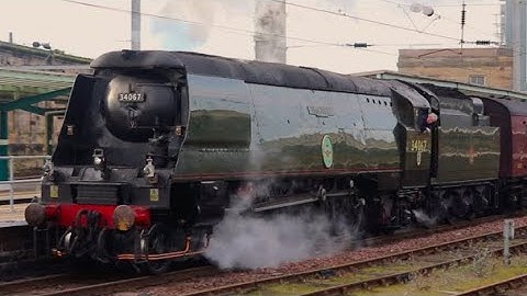 34067 Tangmere at full speed through Lancaster! | The Winter Cumbrian Mountain Express | 10/2/24
