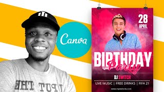 Canva Tutorial for Beginners How to make a FANCY birthday design in Canva African Geek screenshot 4