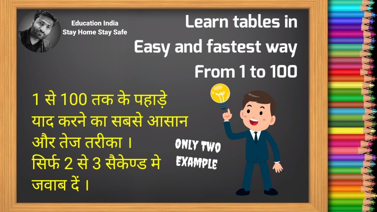 Learn tables in easy and fastest way from 1 to 100 पहाड़े याद करने का