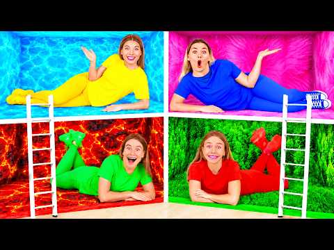 Secret Room Under the Bed Four Colors Challenge | Funny Situations by GoFun Challenge