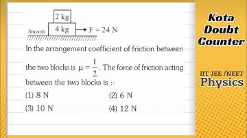 In the arrangement coefficient of friction between the two blocks is 1/2. The force of friction