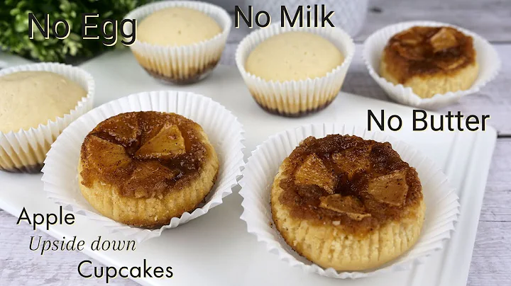 Super Moist Apple Upside Down Cupcakes | No Egg No Milk No Butter Cake.