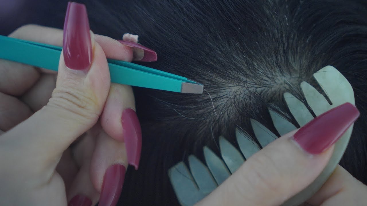 ASMR 1 Hour White Hair Plucking 💆‍♀️ Grey Hair Searching & Removal For Sleep ( No Talking )