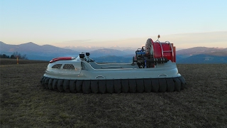 Twin engine hovercraft on top of the hill