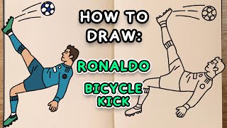 How to draw and colour! RONALDO BICYCLE KICK (step by step drawing tutorial)