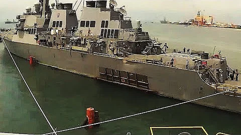 Severely Damaged Destroyer USS McCain Loaded Onto GIGANTIC HEAVY LOAD CARRIER MV Treasure!