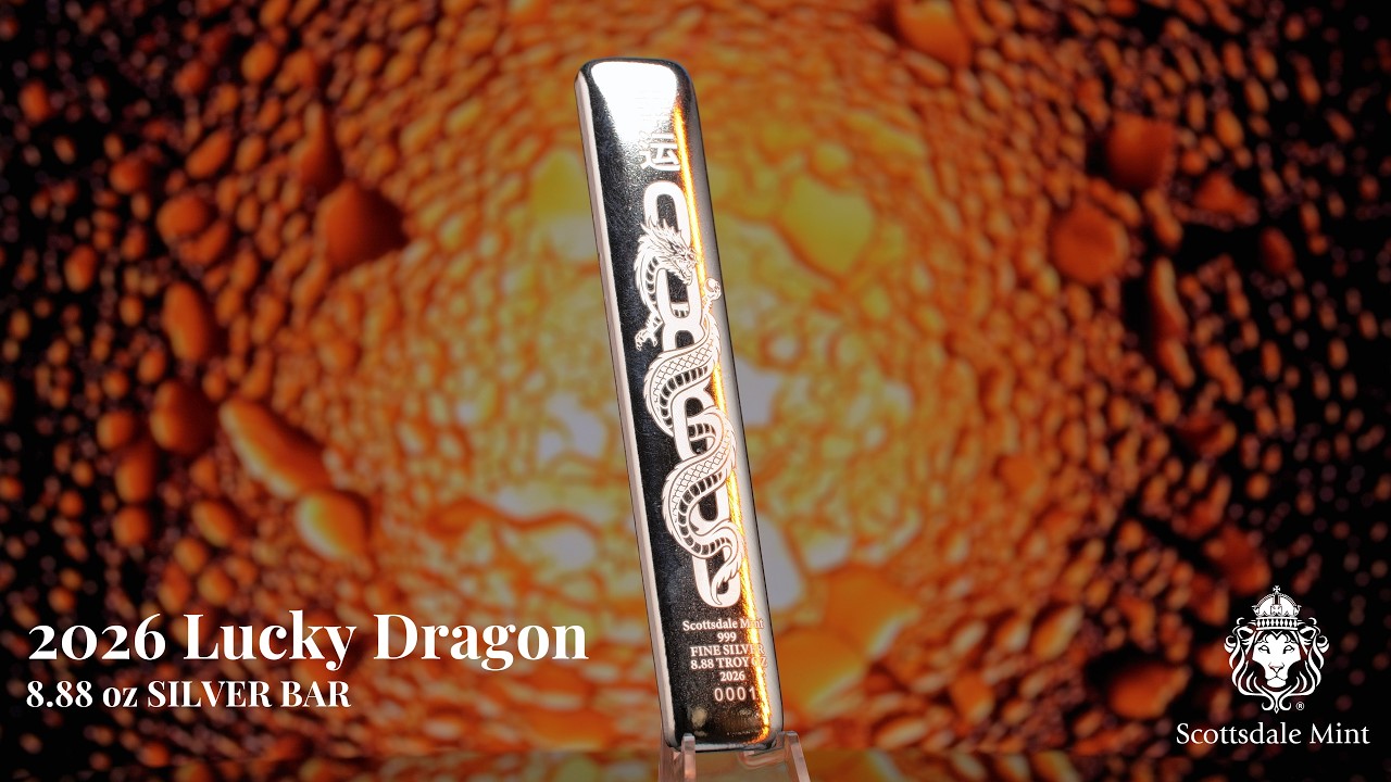 2026 Lucky Dragon 8.88 oz Silver Bar | Scottsdale Mint