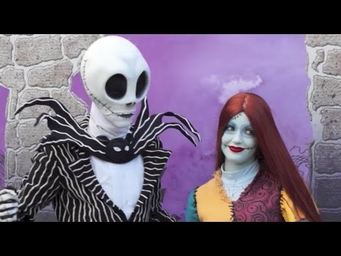 jack skellington sally meet guests at disney world for jack nightmare before christmas halloween costume