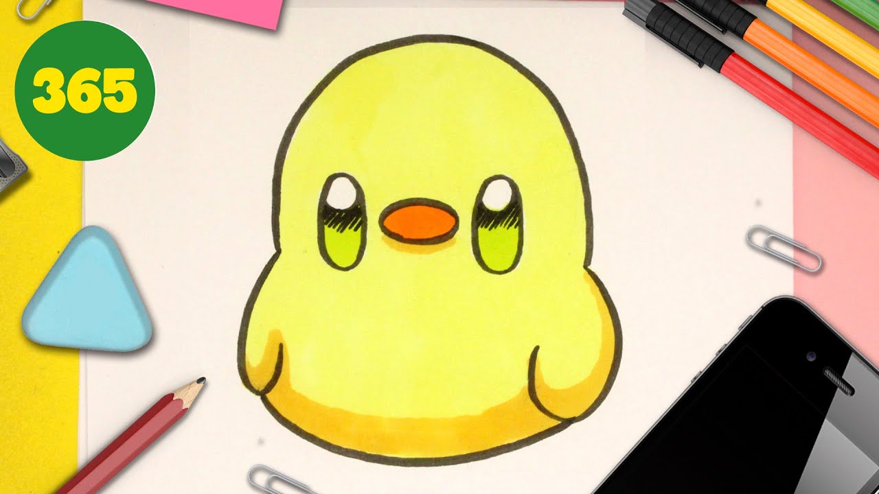 COMMENT DESSINER POUSSIN KAWAII ÉTAPE PAR ÉTAPE – Dessins kawaii facile - Comment dessiner animaux