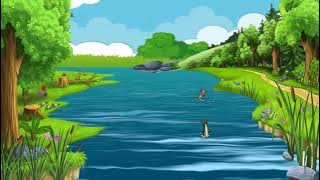 Background Animasi Pemandangan Alam Sungai, bergerak, No Audio