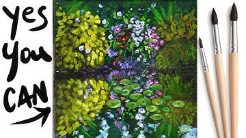 LILY POND Beginners Learn to paint Acrylic Tutorial Step by Step Day 15 #AcrylicApril2021