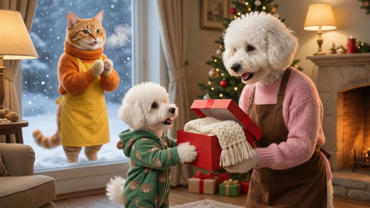 This shawl is made from Baby Puppy fur❄️🧣! warm gift for Mom Dog🧶