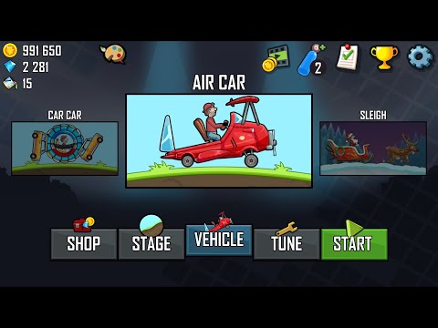 Hill Climb Racing - New AIR CAR Update 1.60.0 GamePlay (All Vehicles Unlocked)