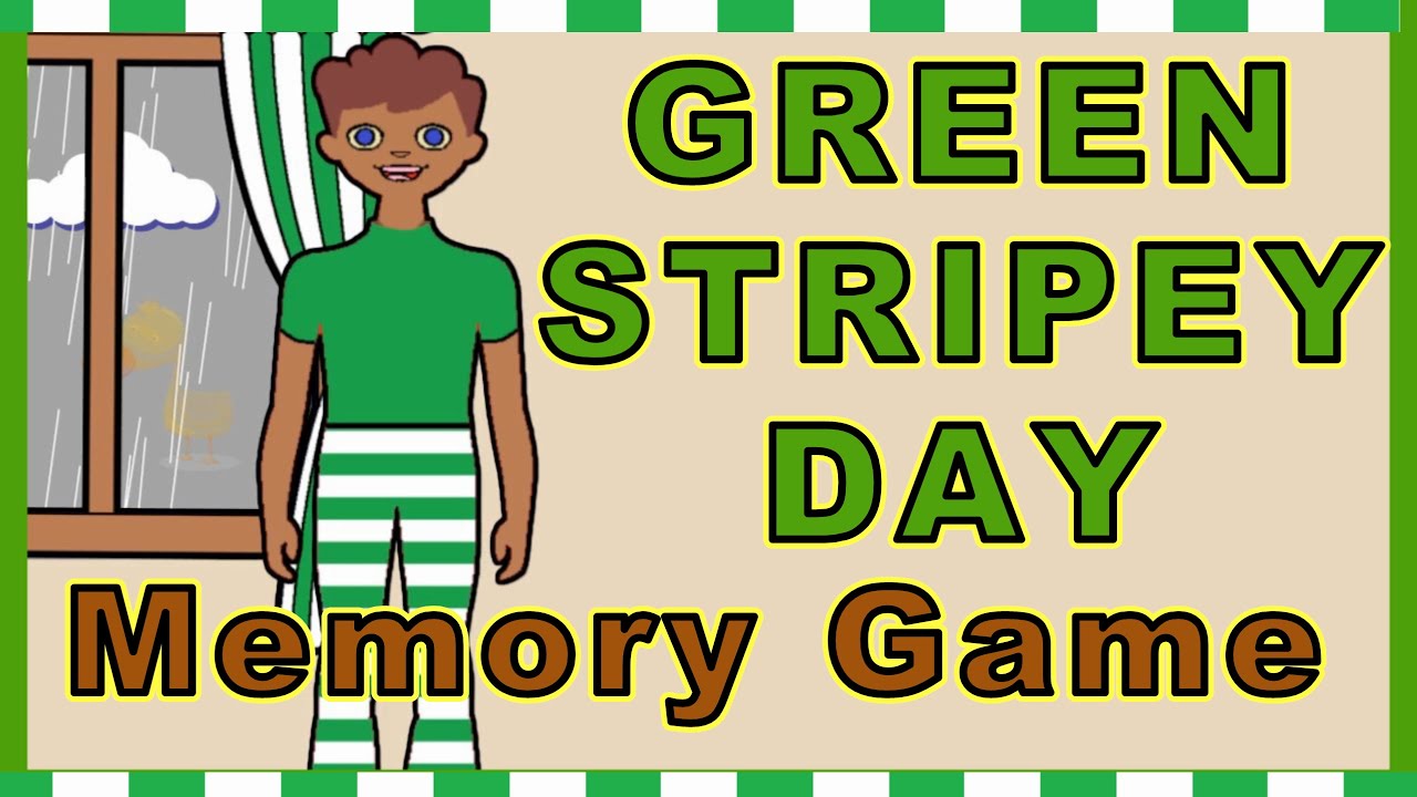 GREEN STRIPEY DAY💚 memory game. Can u recall the weather, patterns colours & days of the week? 🌧️☀️