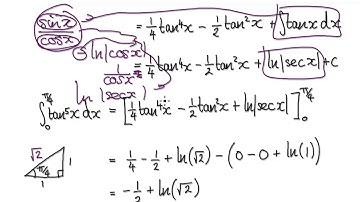 Video 2034.19 - Integrate tan^5 x - Definite integral, reduction formula - Practice