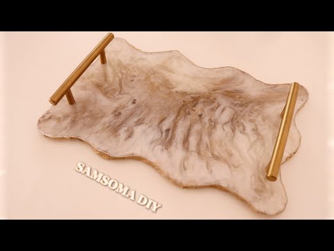 صينية تقديم رخامية بالريزين ايبوكسي تجربتي الاولى في صنع صينية بفن الريزن Epoxy Resin Tray DIY