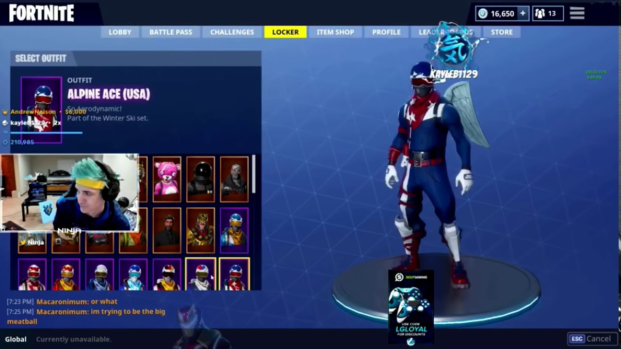Ninja shows rarest skin in fortnite
